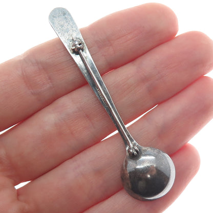 MANCHESTER 925 Sterling Silver Antique 1934 Salt & Spices Spoon Pin Brooch