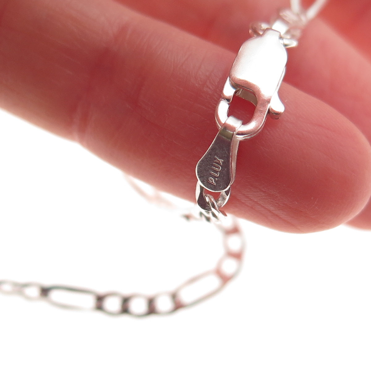 P. Lux 925 Sterling Silver Italy Figaro Chain Necklace 18"