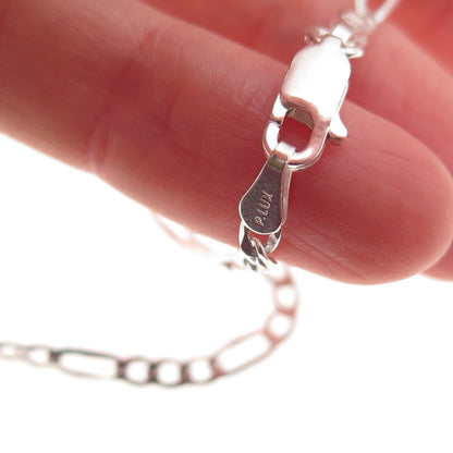 P. Lux 925 Sterling Silver Italy Figaro Chain Necklace 18"