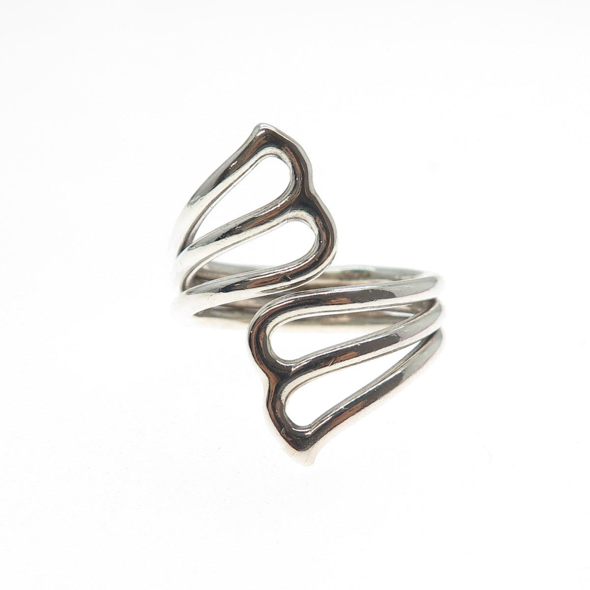 925 Sterling Silver Vintage Modernist Adjustable Ring Size 9
