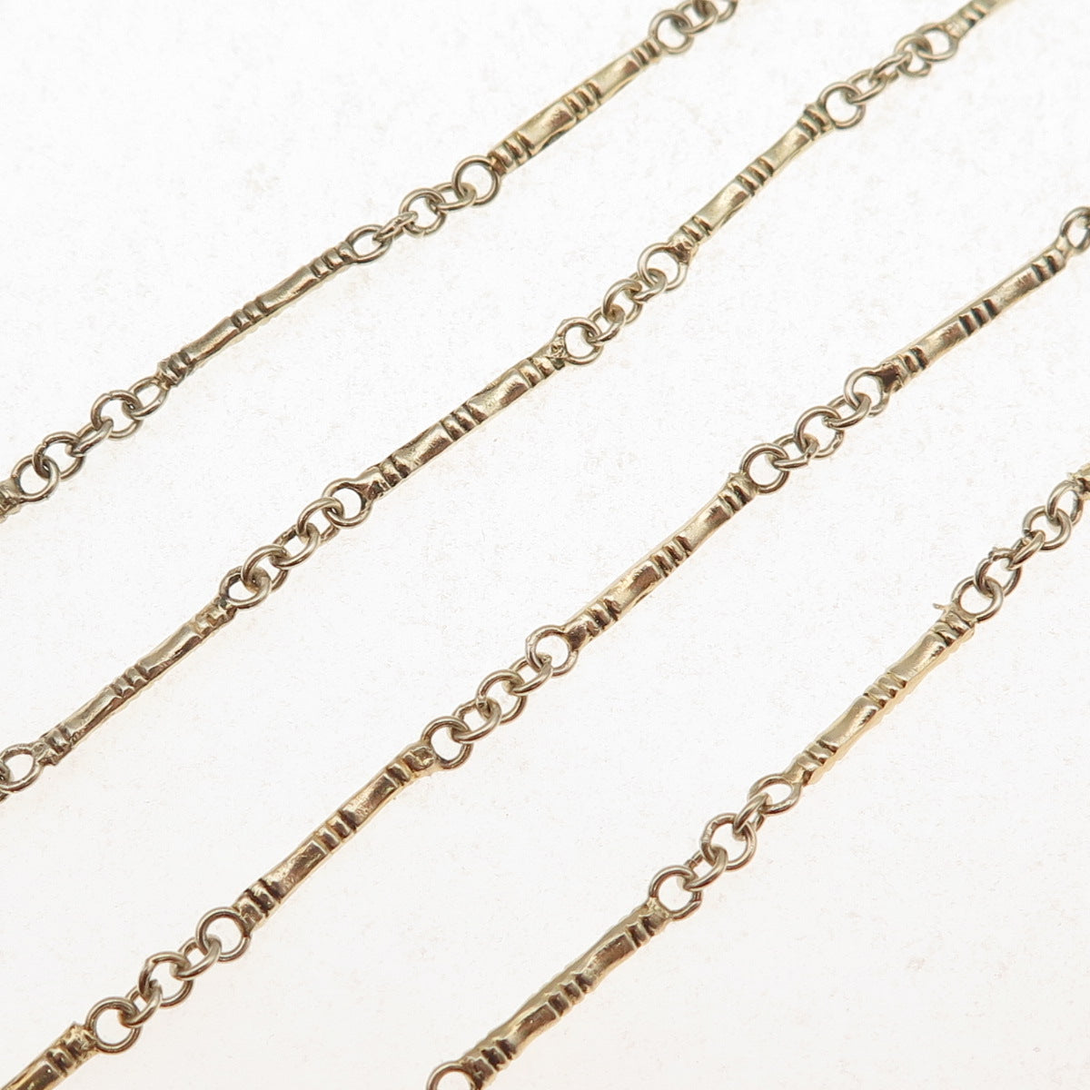 925 Sterling Silver Gold Plated Vintage Bamboo Bar Chain Necklace 20"