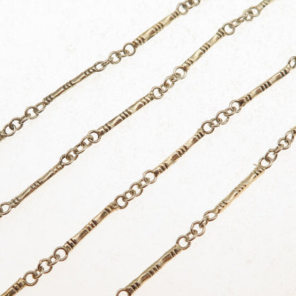 925 Sterling Silver Gold Plated Vintage Bamboo Bar Chain Necklace 20"