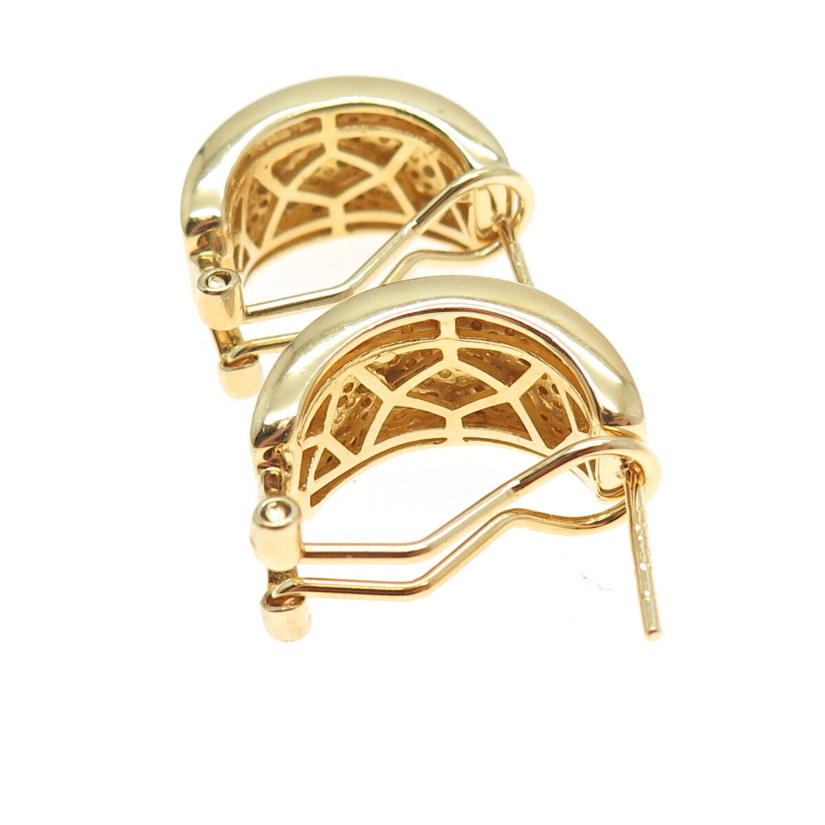 DBJ DEE BERKLE 925 Sterling Silver Gold Plated Real Diamond Omega Back Earrings
