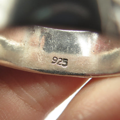 925 Sterling Silver Vintage Ethnic Symbols Band Ring Size 9.75