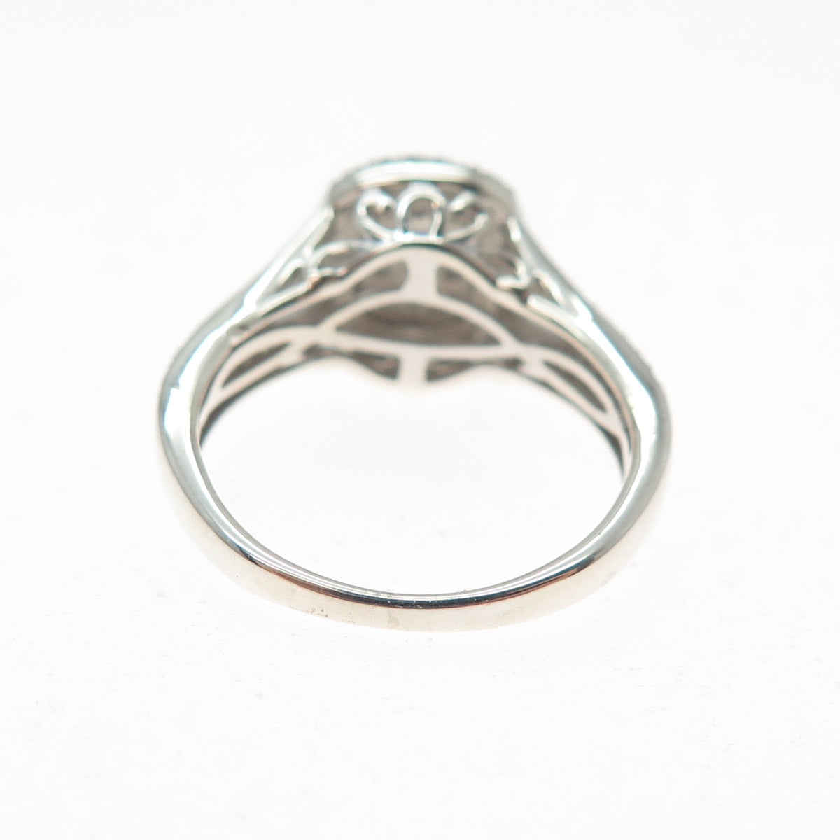 925 Sterling Silver Real Round-Cut Diamond Promise Ring Size 5