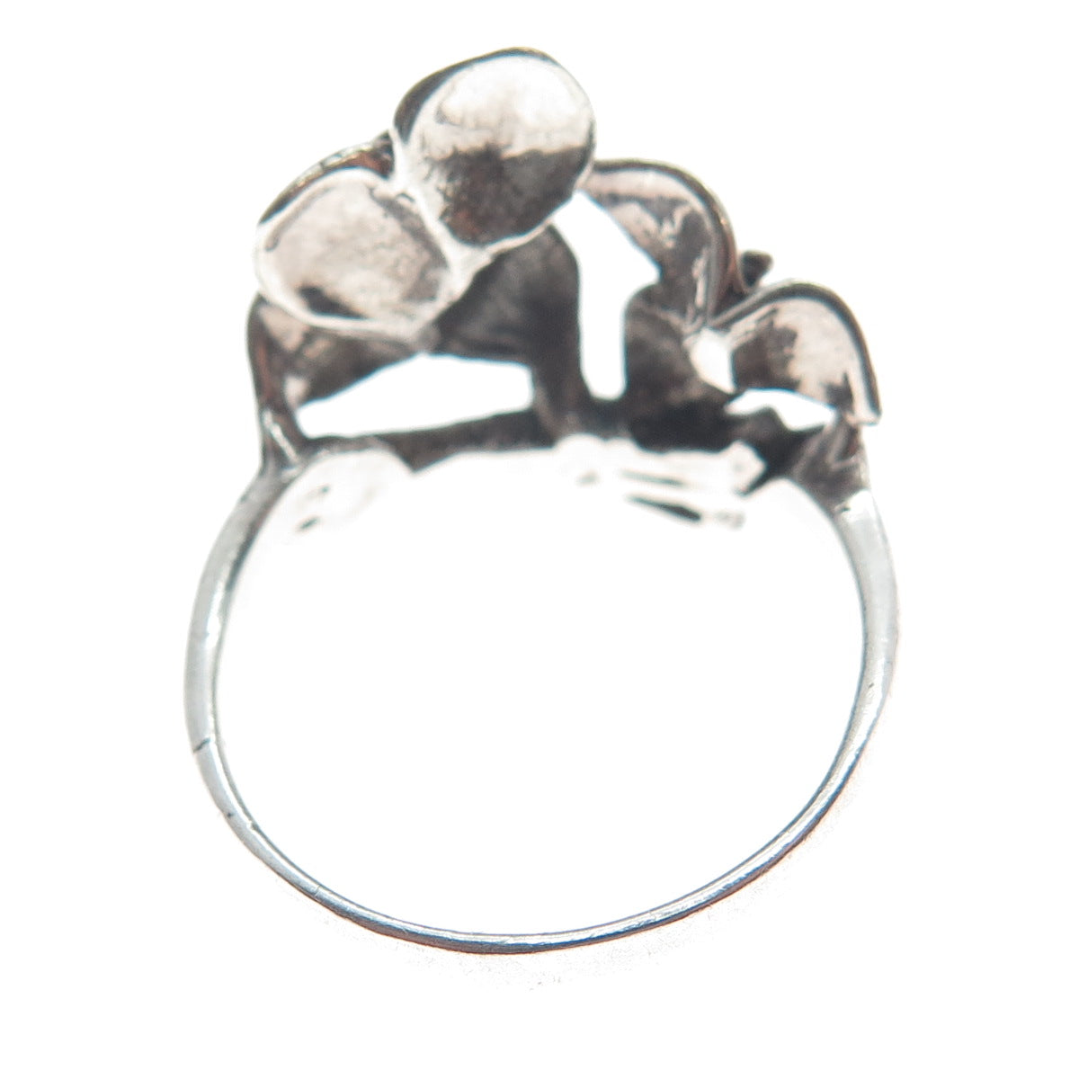 925 Sterling Silver Vintage Flower Oxidized Ring Size 8