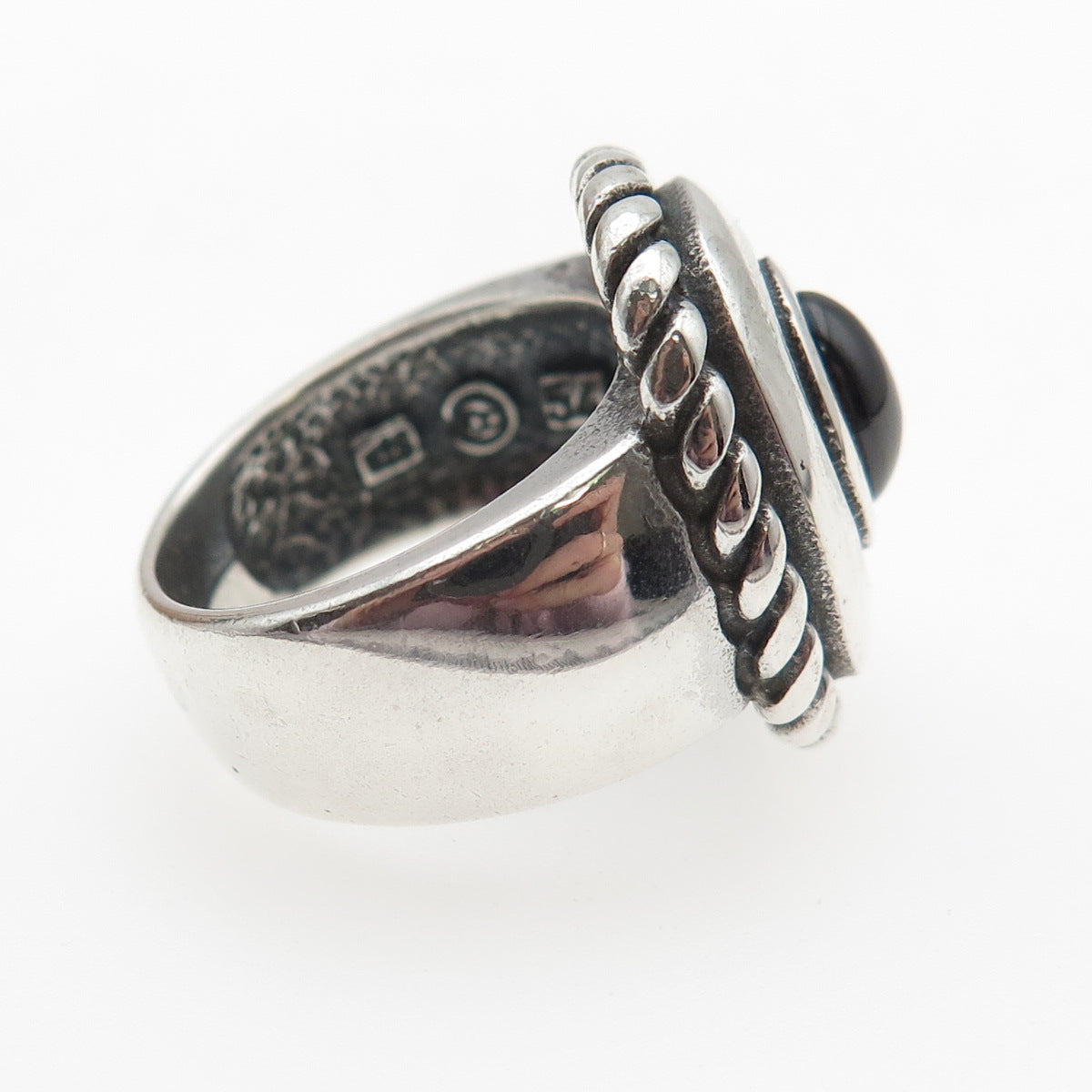925 Sterling Silver Vintage Real Rhodolite Oxidized Ring Size 7