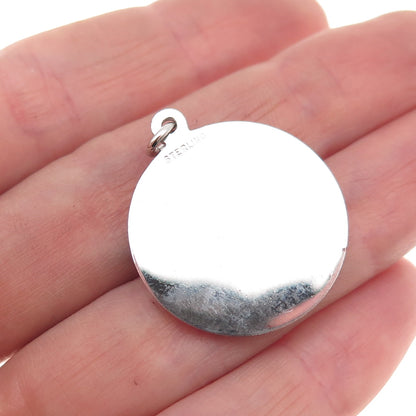925 Sterling Silver Vintage Enamel Home Is Where The Heart Is Charm Pendant