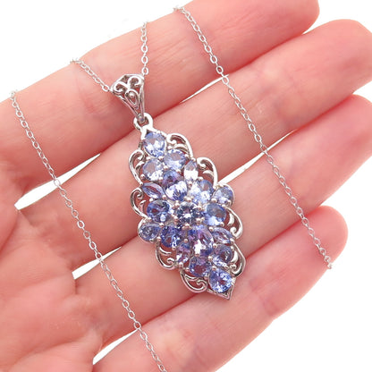 Chuck Clemency 925 Sterling Silver Real Tanzanite Cable Chain Necklace 20"