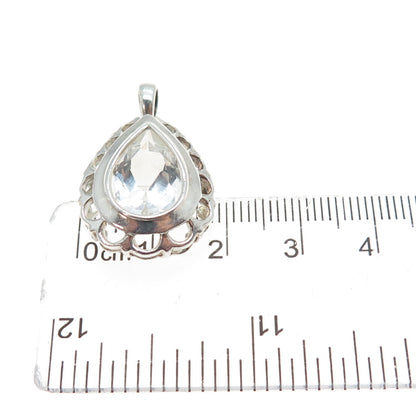 CLYDE DUNEIER CID 925 Sterling Silver Vintage Real White Topaz Charm Pendant