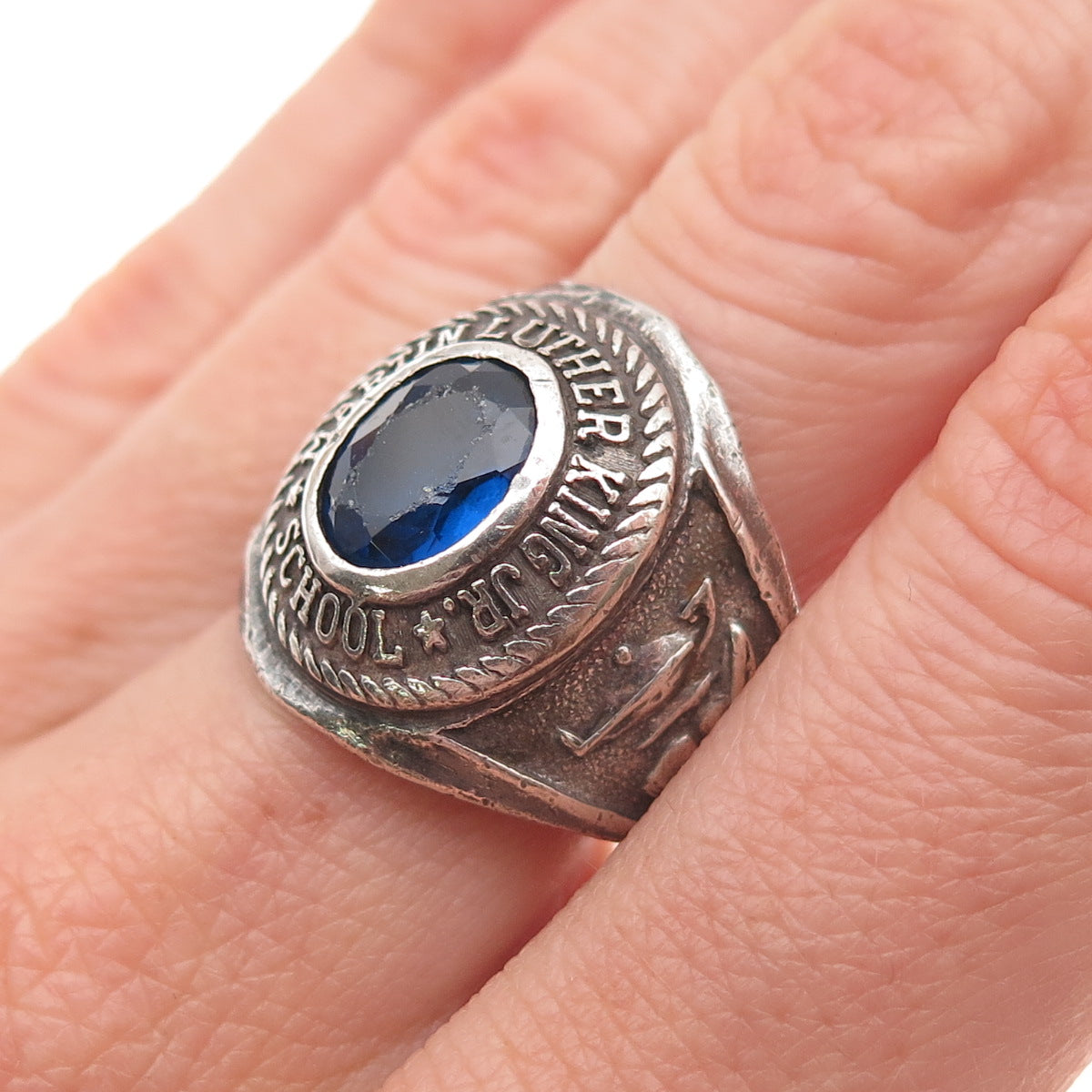 Bale 925 Sterling Vintage 1975 C Z Martin Luther King Jr. School Ring Size 7.25