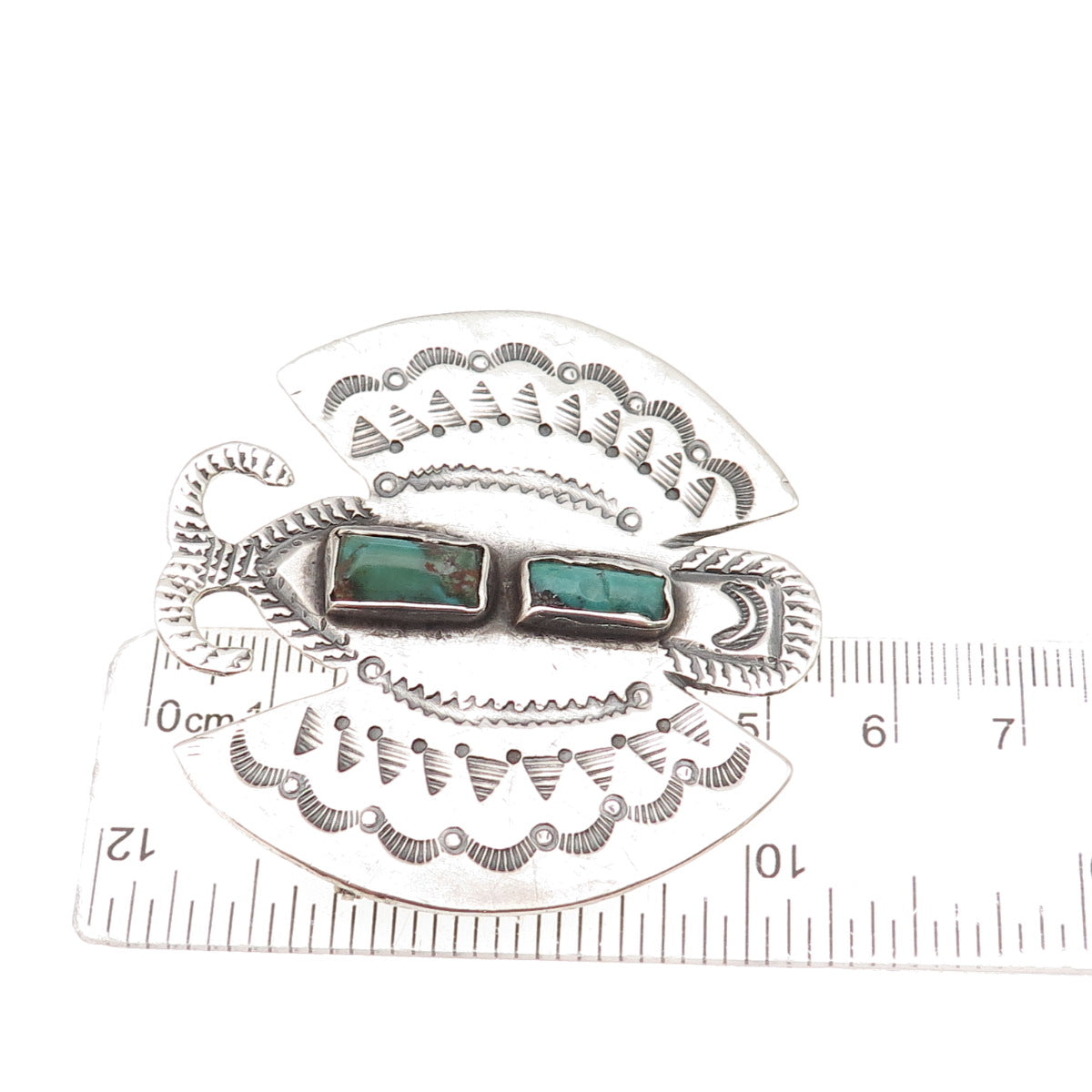 Old Pawn 925 Sterling Silver Vintage Southwestern Turquoise Butterfly Pin Brooch