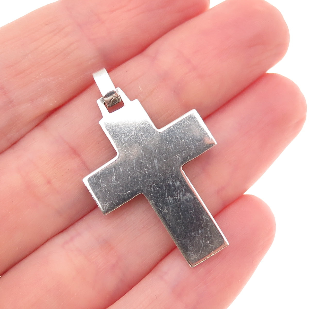 925 Sterling Silver Vintage Crucifix Cross Religious Oxidized Charm Pendant