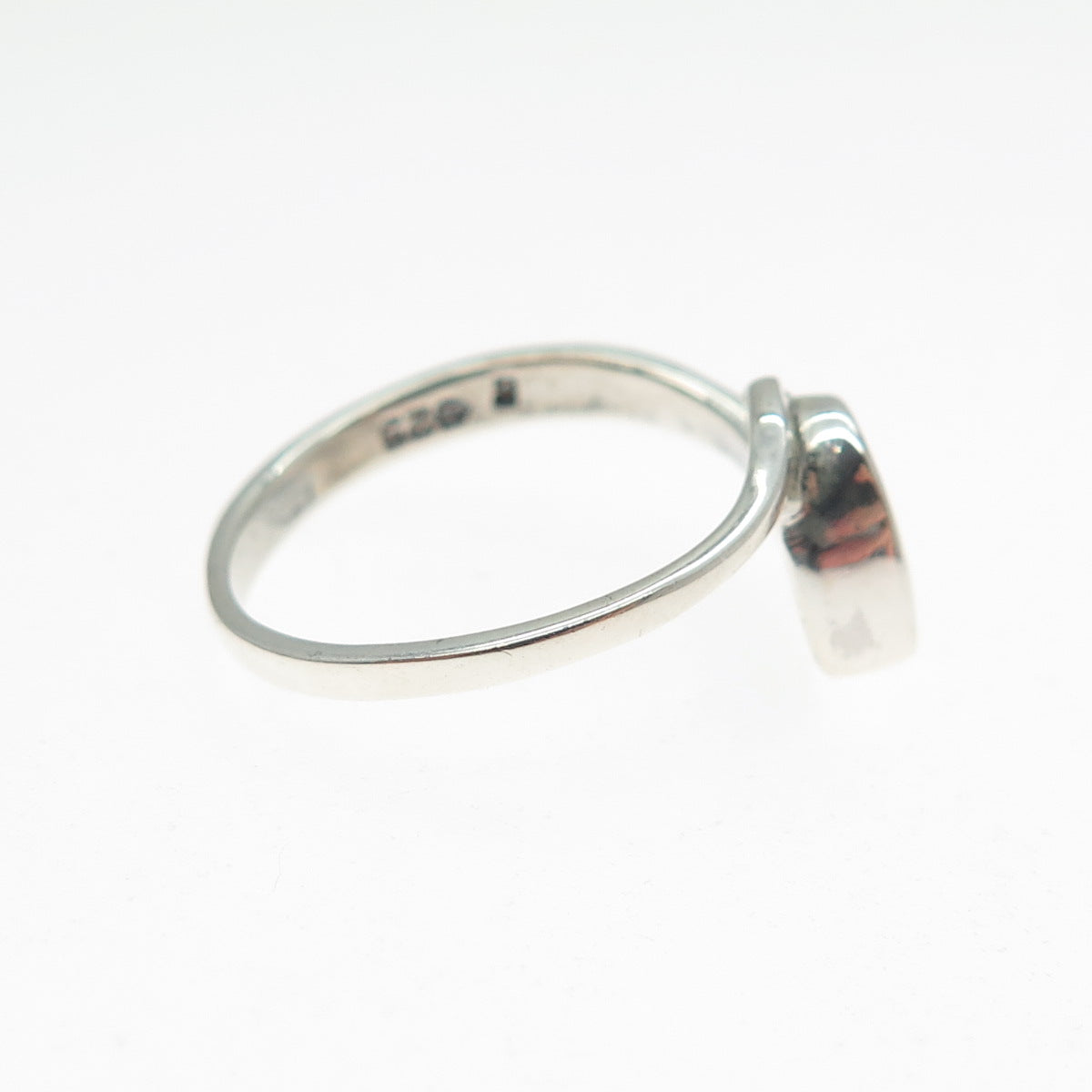 925 Sterling Silver Vintage Real Lapis Modernist Heart Ring Size 7