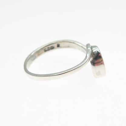 925 Sterling Silver Vintage Real Lapis Modernist Heart Ring Size 7