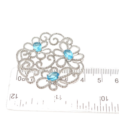 925 Sterling Silver Real Diamond & Apatite Floral Slide Pendant