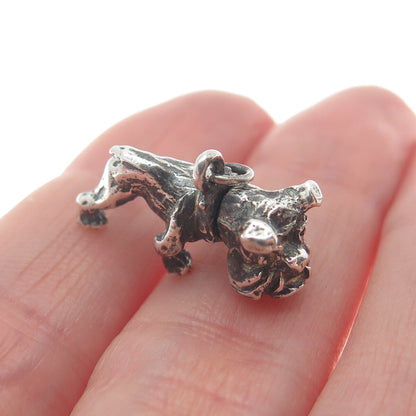 925 Sterling Silver Vintage Dog Oxidized Minimalist 3D Charm Pendant