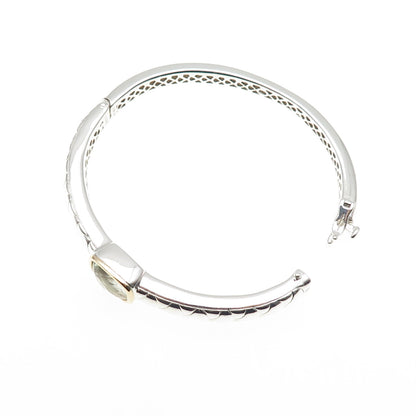 Lorenzo 925 Sterling Silver 18K Gold Vintage Real Green Amethyst Bracelet 6.75"