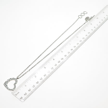LOIS HILL 925 Sterling Silver Vintage Heart Scroll Cable Chain Necklace 17-18"