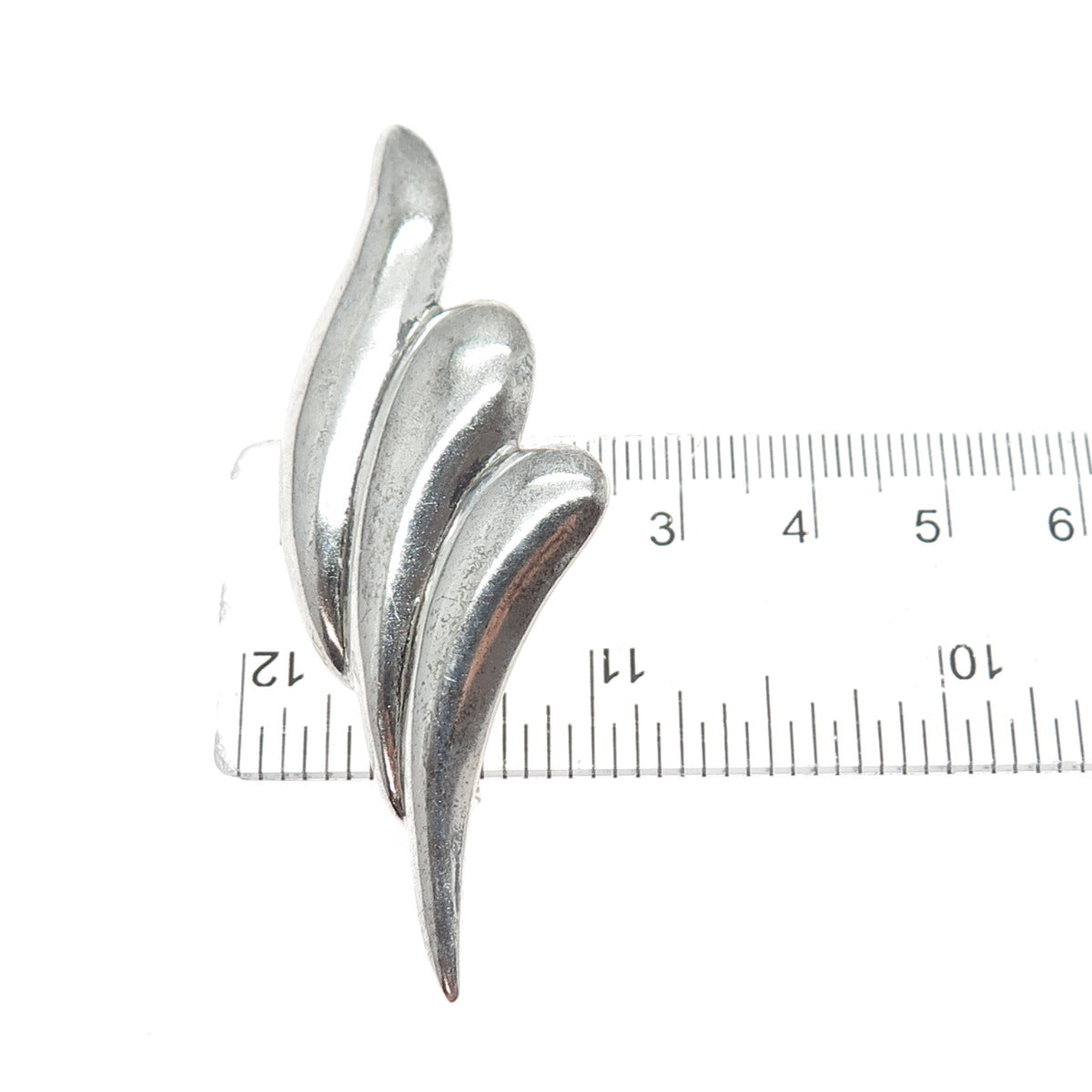 925 Sterling Silver Vintage Modernist Puffy Pin Brooch