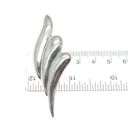 925 Sterling Silver Vintage Modernist Puffy Pin Brooch
