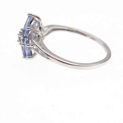 Chuck Clemency 925 Sterling Silver Real Tanzanite Floral Ring Size 8