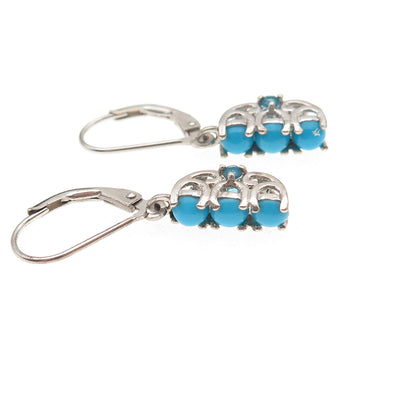 Chuck Clemency 925 Sterling Silver Real Turquoise & Apatite Dangle Earrings