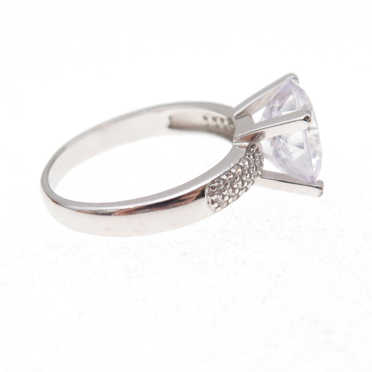 Dee Berkle 925 Sterling Silver Round-Cut C Z Engagement Ring Size 7