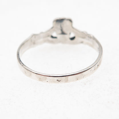 925 Sterling Silver Vintage Irish Claddagh Oxidized Ring Size 9