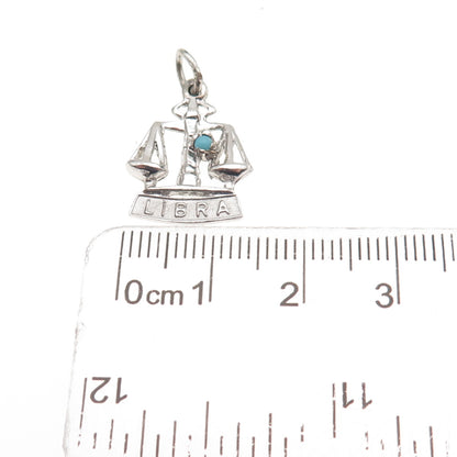 925 Sterling Silver Vintage Rhinestone Libra Zodiac Sign Mini Charm Pendant