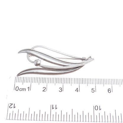 CURTIS CURTMAN 925 Sterling Silver Vintage Modenrist Floral Leaf Pin Brooch