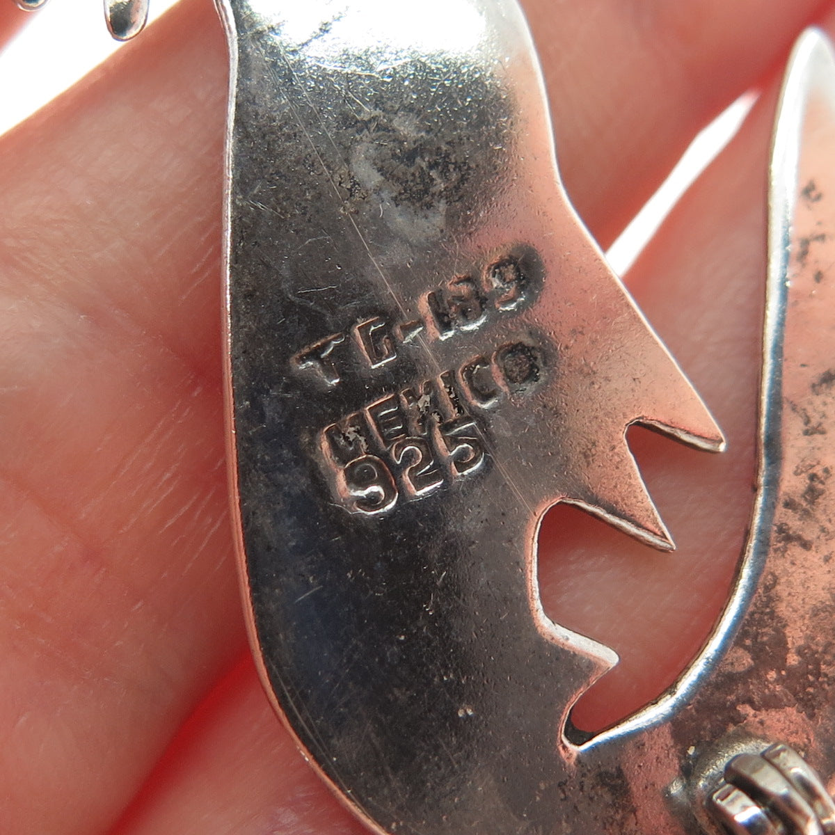 925 Sterling Silver Vintage Mexico Modernist Cat Pin Brooch