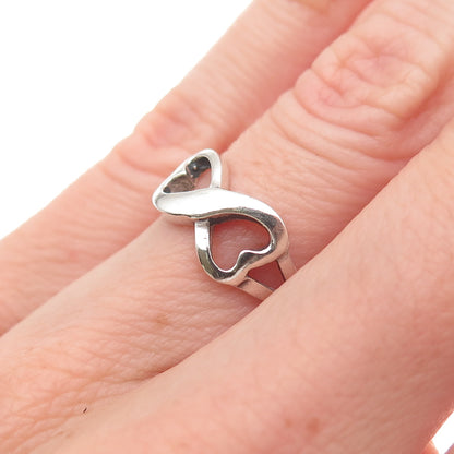 925 Sterling Silver Vintage Infinity Heart Oxidized Ring Size 5.25