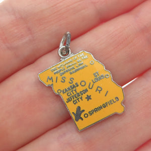 WELLS 925 Sterling Silver Vintage Enamel Missouri State Map Charm Pendant