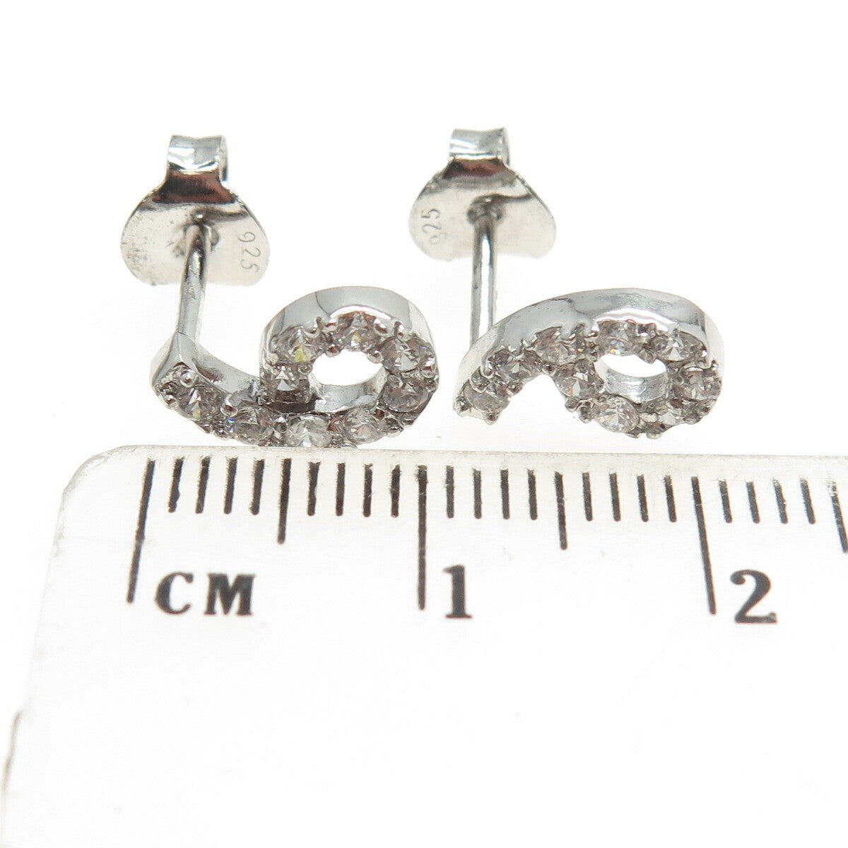 925 Sterling Silver Round-Cut C Z Lucky Number 6 Stud Earrings