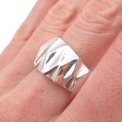 925 Sterling Silver Vintage Modernist Diamond-Shape Oxidized Ring Size 9