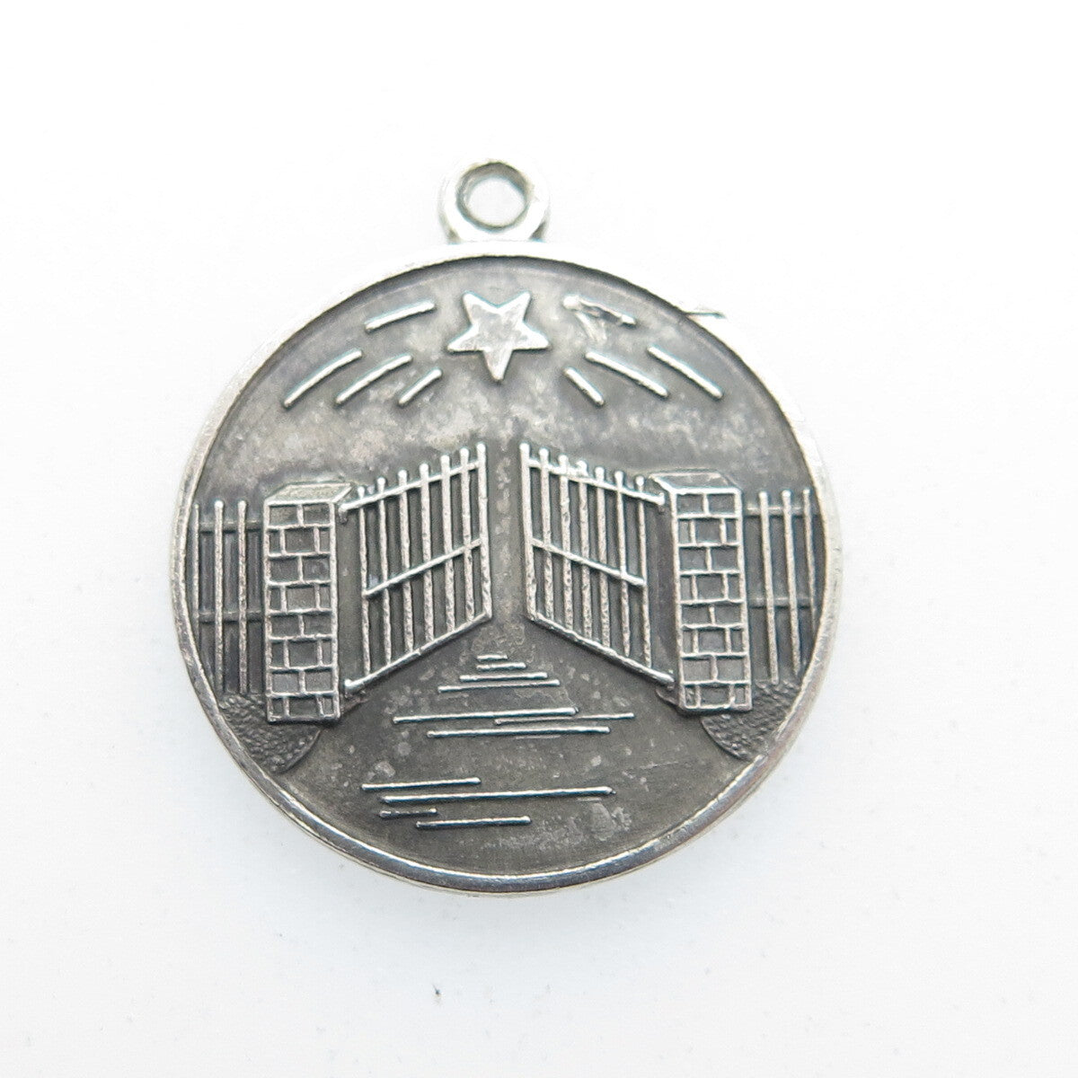 925 Sterling Silver Vintage 1968 Gateway Session Oxidized Round Pendant