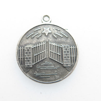 925 Sterling Silver Vintage 1968 Gateway Session Oxidized Round Pendant