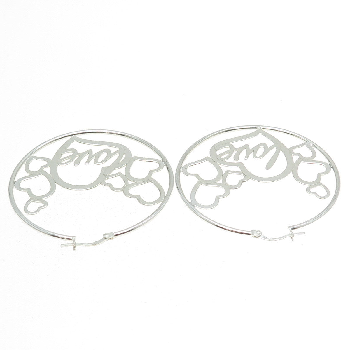 925 Sterling Silver "LOVE" Heart Hoop Earrings