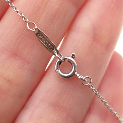 TIFFANY & CO. Sterling Silver Vintage Modernist Heart Cable Chain Necklace 16"