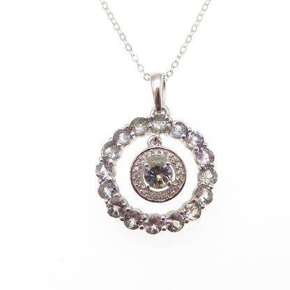 Chuck Clemency 925 Sterling Silver Real Tanzanite White Topaz Chain Necklace 20"