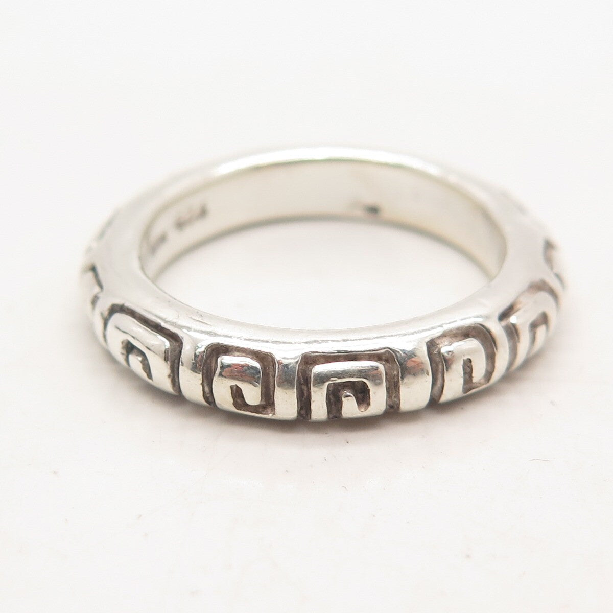 925 Sterling Silver Vintage Mexico Greek Maze Band Ring Size 8.75