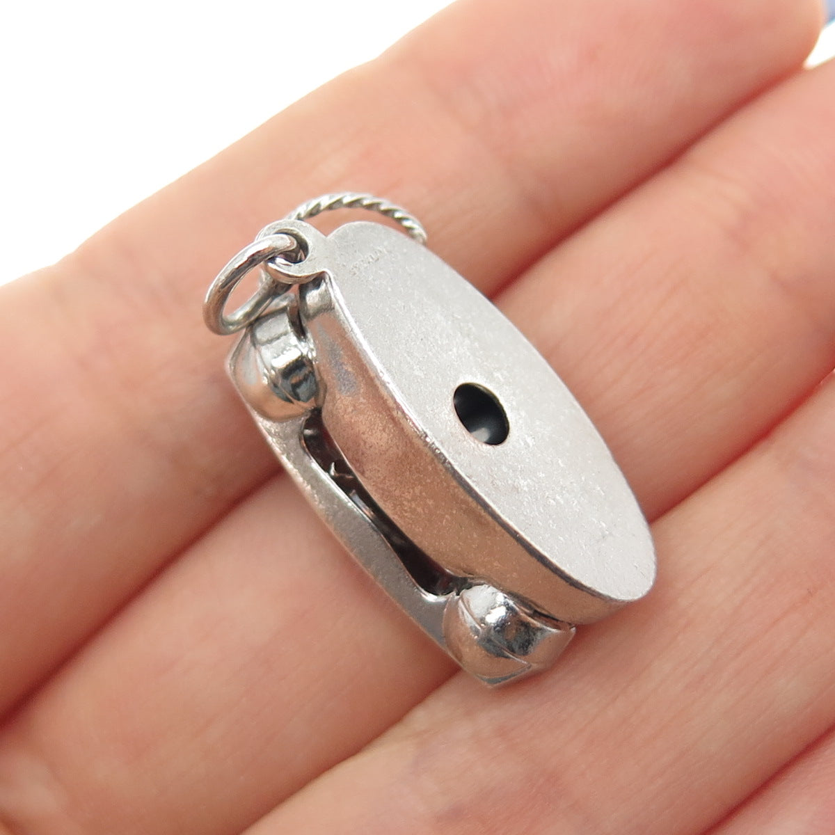 925 Sterling Silver Antique Art Deco I Love You Rotary Telephone Charm Pendant