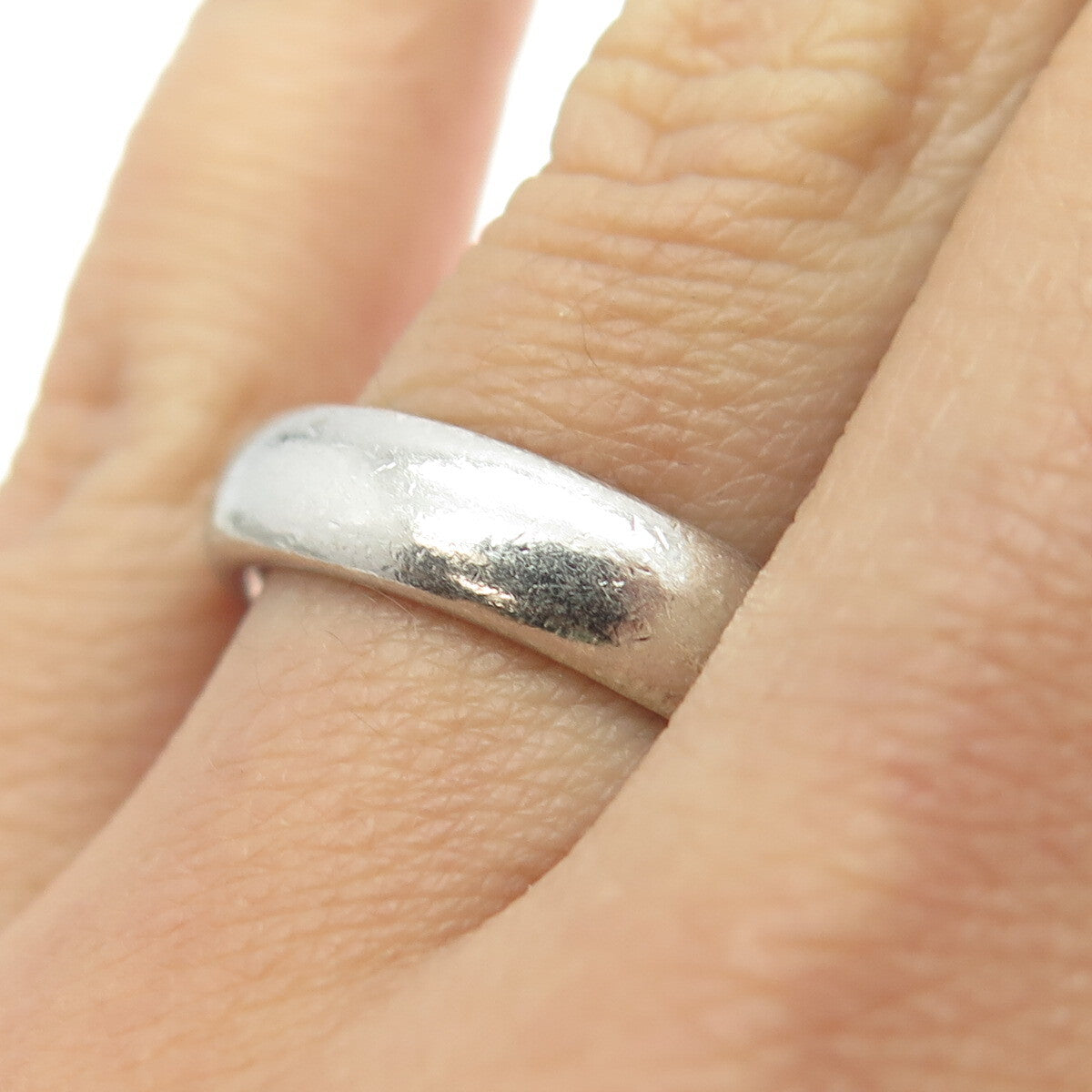JACMEL 925 Sterling Silver Vintage Classic Wedding Band Ring Size 7.25