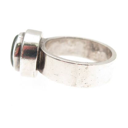 925 Sterling Silver Vintage Dichroic Glass Modernist Oxidized Ring Size 7