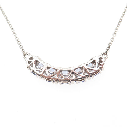 Chuck Clemency 925 Sterling Silver Real Tanzanite Cable Chain Necklace 18"
