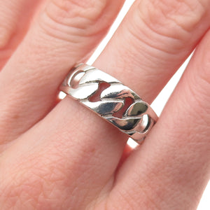 925 Sterling Silver Vintage Cuban Link Ring Size 10.75