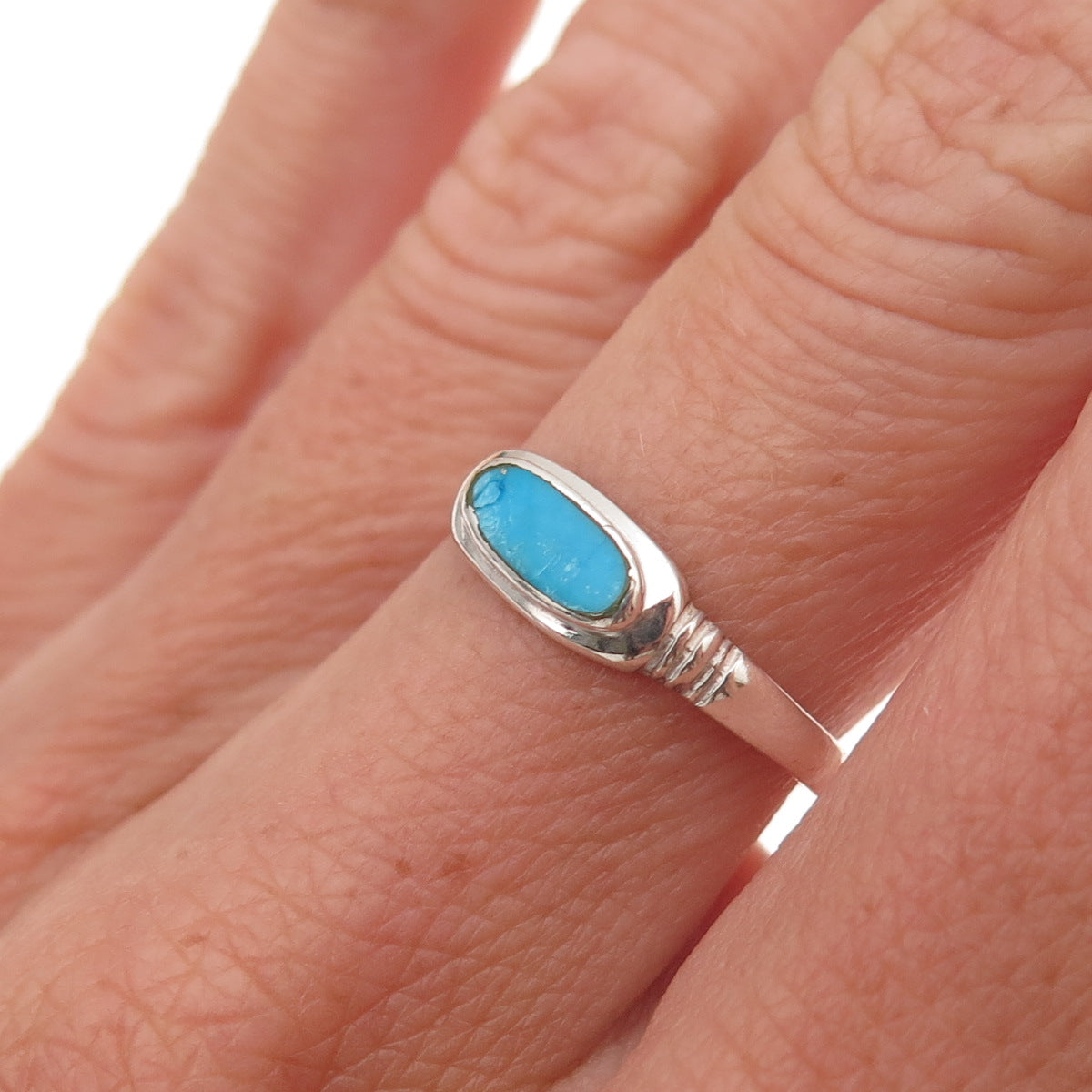 925 Sterling Silver Vintage Real Turquoise Ring Size 6.5