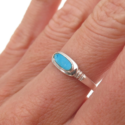 925 Sterling Silver Vintage Real Turquoise Ring Size 6.5