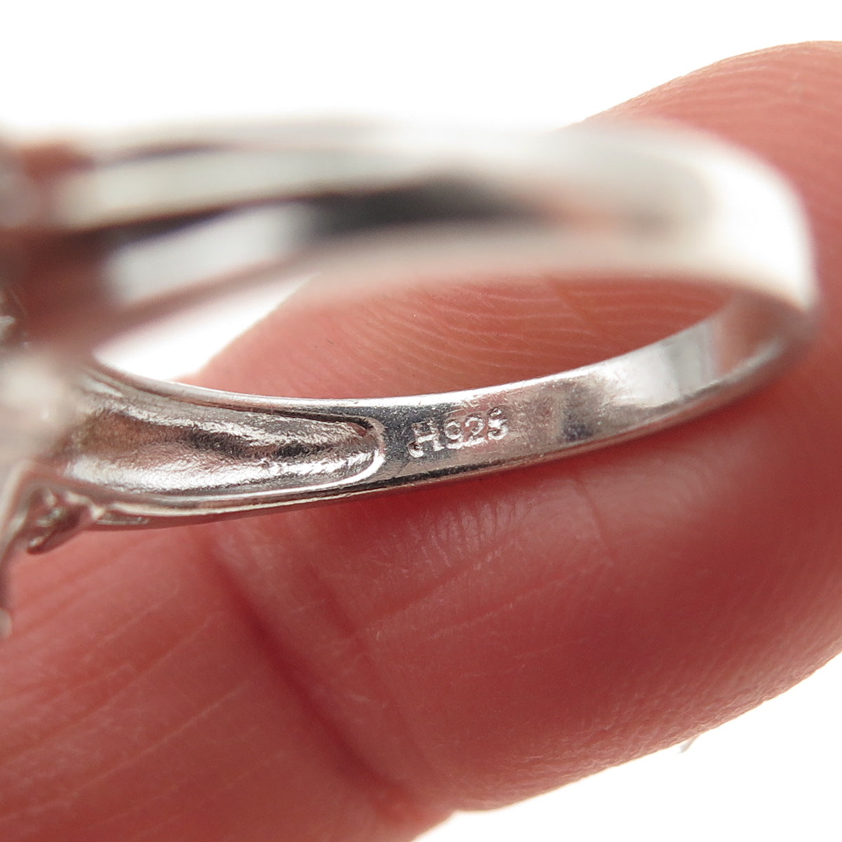 JH YOUNG 925 Sterling Silver Real White Topaz & Lab-Created Sapphire Ring Size 7